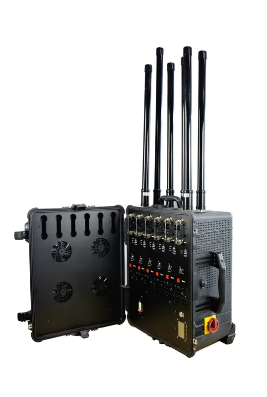Up to 1500M Jamming Range High Power Draw Bar Box 6 Channels Mobile Signal Jammer 300W exspcially for drone - Image 5