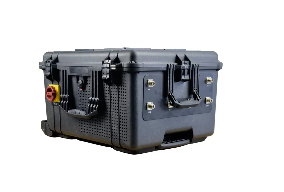 Up to 1500M Jamming Range High Power Draw Bar Box 6 Channels Mobile Signal Jammer 300W exspcially for drone - Image 6